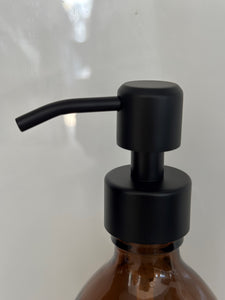 Clear 500ml Stainless Steel Pump Bottle 2 Pack Matt Black New Lid Design