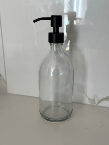Clear 500ml Stainless Steel Pump Bottle 2 Pack Matt Black New Lid Design