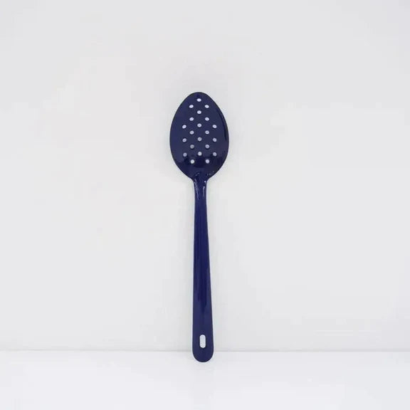 Enamel Perforated Spoon Cobalt Blue