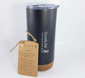 Stainless Steel 500ml Double Wall Cup - Black or White
