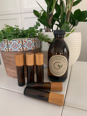 10ml Amber Roller Bottle with Bamboo Lid