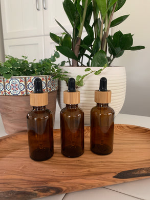Amber Bamboo Dropper Bottles 3 Pack